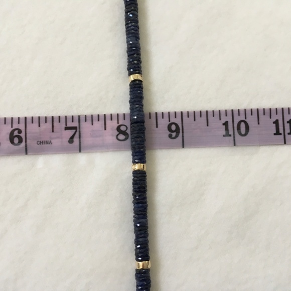 Genuine Blue Sapphire 14k Yellow Gold Bead Strand  Choker Necklace - Picture 10 of 15